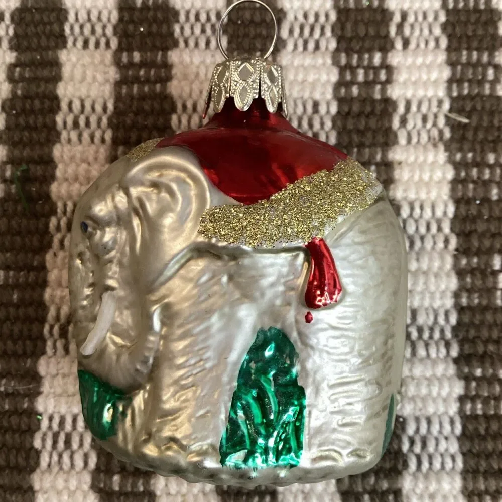 West Germany Vintage Blown Glass Elephant Christmas Tree Decoration Ornament